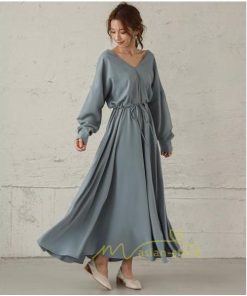 マキシ | 長袖ワンピース 秋物 レディース フレアワンピース ロングワンピース Aラインワンピース 30代40代 大人 揺れる ダンス 二次会 発表会 50代60代 お出かけ