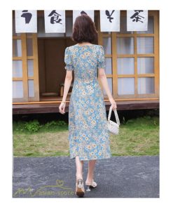 マキシ | ワンピース レディース 着痩せ Vネック カジュアル 花柄 サマーワンピース きれいめ 裾口スリット 日常感 Vネック 膝丈 夏新作 40代 きれいめ 半袖 30代 20代