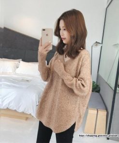 ニット・セーター | ニット レディース 秋 秋服 トップス セーター 秋服コーデ 長袖 Vネック オフィスカジュアル プルオーバー ゆったり 大きめ ラウンドヘム模様編みニット 冬服