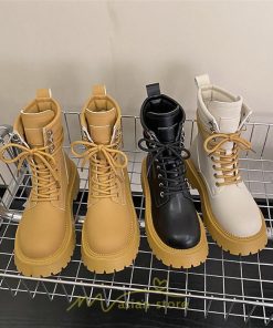 ショートブーツ | ブーツ レディース トレンド ミドル 厚底 袴ブーツ 黒 レースアップ 編み上げ イエロー ホワイト 卒業式 通勤 通学 オフィス 歩きやすい