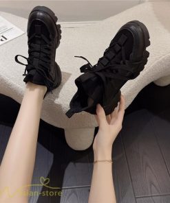 スニーカー | インソール レディース ダッドスポーツシューズ 靴 厚底 レースアップ 無地 履きやすい ハイカット 可愛い 脚長効果 歩きやすい 新作