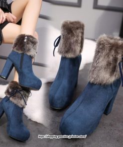 ブーツ | ショートレディース 10cmハイヒール ファー 冬用 保温防寒 太めヒール サイドジッパー あったか 痛くない オシャレ 冬靴 痛くない 歩きやすい