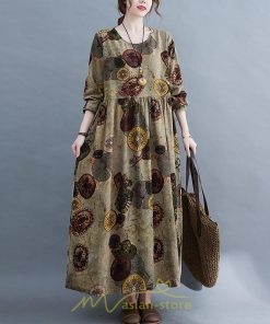 マキシ | ワンピース 夏秋 長袖 コットン お出かけ 長め丈 花柄 フラワー 大きいサイズ ロング丈 ロングワンピ ぽっちゃり 快適 お洒落 着痩せ 2022新作 華奢見え