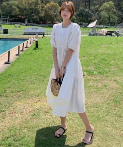 マキシ | ワンピース レディース 春夏 半袖ワンピース 40代 キレイめ ロングワンピース 無地 Aラインワンピース ゆったり オシャレ 20代30代 シンプル 韓国風 通勤 着痩せ