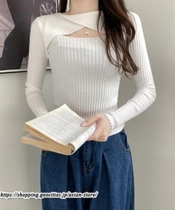 ニット・セーター | カットソー ニット レディース リブニット 長袖 秋冬 春 トップス スリム ストレッチ インナー 無地 長袖ニット プルオーバー 着痩せ 長袖カットソー 通学通勤