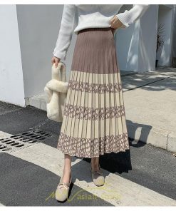 スカート | ロングウエストゴム プリーツ ロング丈 黒 グレー カーキ コーヒー レディース きれいめ 秋カジュアル 冬ニット 秋冬 オフィス