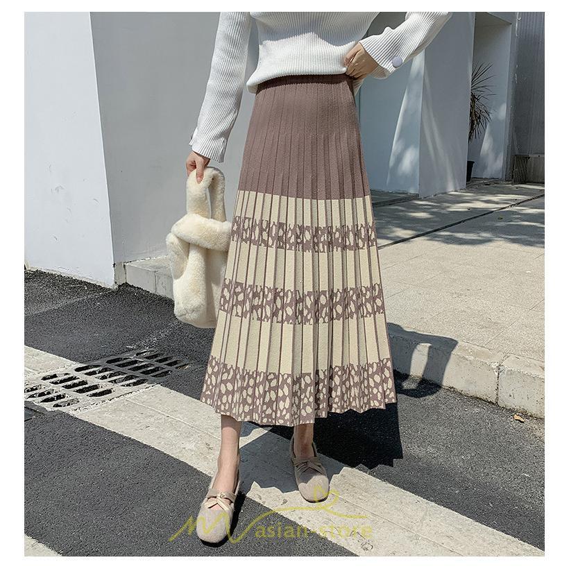 スカート | ロングウエストゴム プリーツ ロング丈 黒 グレー カーキ コーヒー レディース きれいめ 秋カジュアル 冬ニット 秋冬 オフィス