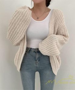 カーディガン | ニット2022秋冬 レディース 羽織り アウター パフスリーブ 長袖 セーター ニット 大人 通学通勤 20代50代 無地 トップス