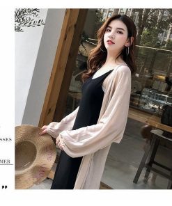 カーディガン | ロング薄手ニットレディーストップス 日焼け止め衣 UVカット 紫外線対策 長袖 前開き ゆったり 2020春夏 おしゃれ 透け感
