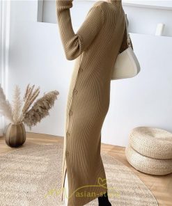 ニットワンピース | レディース 冬 きれいめ ロング おしゃれ 秋冬 長袖 ハイネック サイドスリット セクシー 同窓会 デート 大人フェミニン 女子会 韓国風