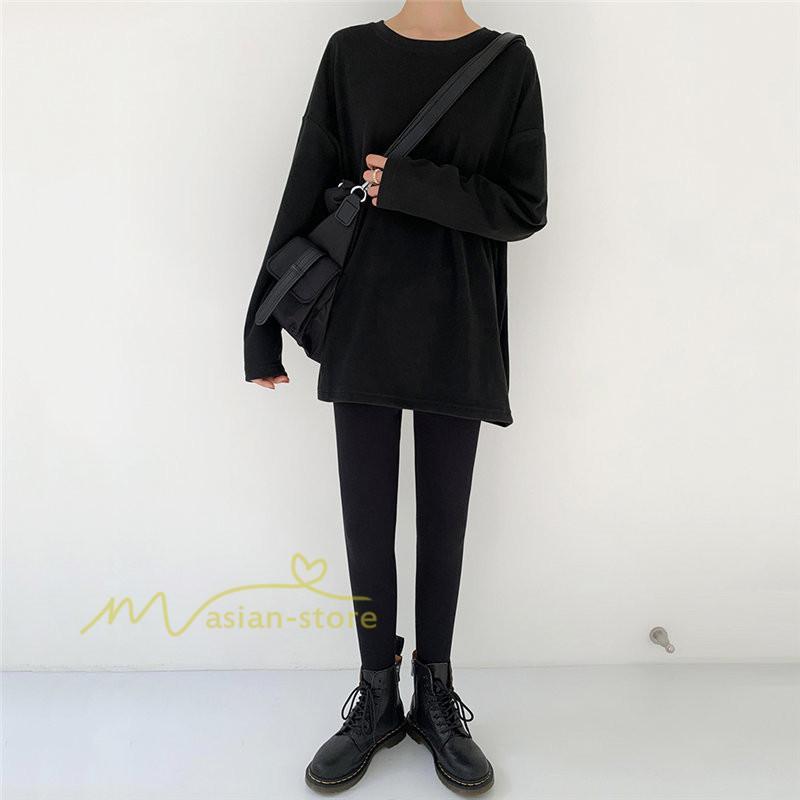 tシャツ・カットソー | 長袖tシャツ レディース クルーネック 長袖 Tシャツ ロングTシャツ 20代30代40代50代 ゆったり 体型カバー 通勤通学 お出かけ カジュアル インナー 快適 着痩せ