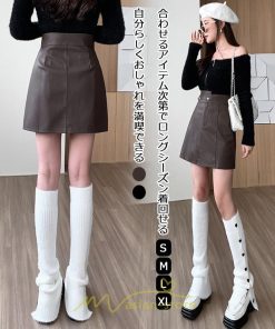 スカート | ミニレディース Aライン タイト フェイクレザー 脚長効果 シンプル ショート丈 カジュアル 着回し オシャレ 通勤 新作 お出かけ
