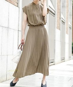 送料無料セール | 夏ワンピース プリーツワンピース 半袖 揺れる 大人 可愛い ロングワンピース レディース ワンピ 50代60代 パーティードレス ママワンピース 30代40代 無地