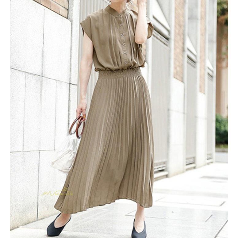 送料無料セール | 夏ワンピース プリーツワンピース 半袖 揺れる 大人 可愛い ロングワンピース レディース ワンピ 50代60代 パーティードレス ママワンピース 30代40代 無地