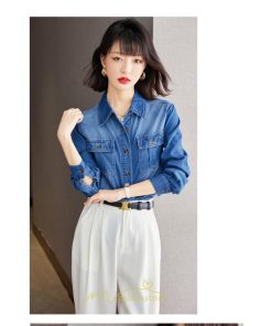 シャツ・ブラウス | デニムシャツ シャツ トップス レディース ブラウス 着痩せ デニム コットン カジュアル エレガント 通勤 通学 オシャレ 上品 ナチュラル 冬 キレイめ 秋 可愛い