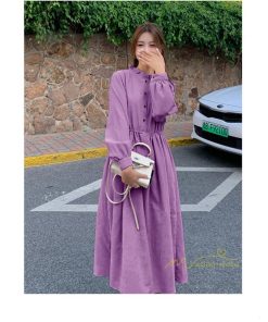 マキシ | ワンピース レディース 秋 冬 長袖 おしゃれ きれいめ フリル 可愛い 無地 ロング丈 ミモレ丈 ゆったり 2021 シンプル 秋新作 ゆったり 上品 カジュアル