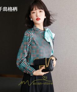 シャツ・ブラウス | ブラウス 長袖 レディース おしゃれ トップス シフォンブラウス 千鳥格柄 オフィス 通勤 ゆったり 体型カバー 秋服 上品 オシャレ 可愛い 着痩せ お出かけ