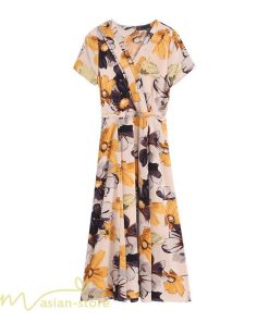 ミディアム | Aラインワンピース レディース 着痩せ 花柄 30代 40代 サマーワンピース ひざ下丈 ワンピース フレア きれいめ 大きいサイズ 上品 ポケット付き プリント 夏