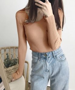 ニット・セーター | Vネック リブニット きれいめ ニット タイト シンプル おしゃれ レディース トップス 長袖