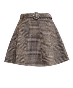 在庫ある | 短納期フレアスカートAラインスカート ミニ丈スカート ハイウエスト 体型カバー 裏地付き ウエストベルト付き チェックスカート 可愛い ラシャスカート 通学通勤