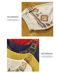 マキシ | ワンピース レディース 刺繍 綿麻 レトロ調 インスタ映え ナチュラル エスニック風 民族風 ボヘミアン 撮影 リゾート 柔らかい ウエストリボン長袖 イベント