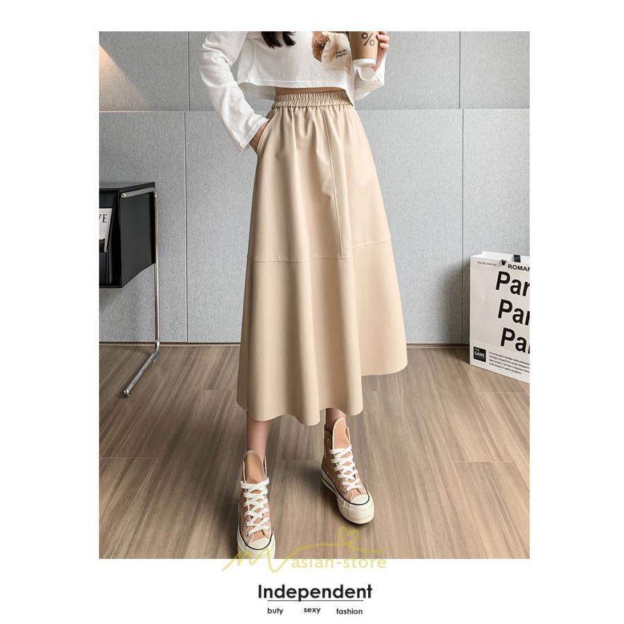 スカート | フレア革レザーボトムス ロングフレアAライン 秋冬 レディース ボトムス 通勤 大人気 キレイめ 着痩せ