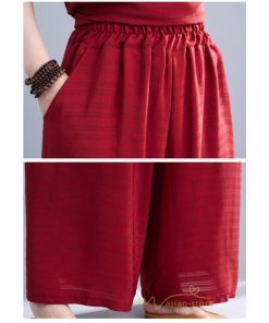 セットアップ | レディース 夏 40代 20代 コーデ カジュアル 2点セット Tシャツ 半袖 ガウチョパンツ 綿麻 大きいサイズ ゆったり 通勤 大人 着痩せ おしゃれ