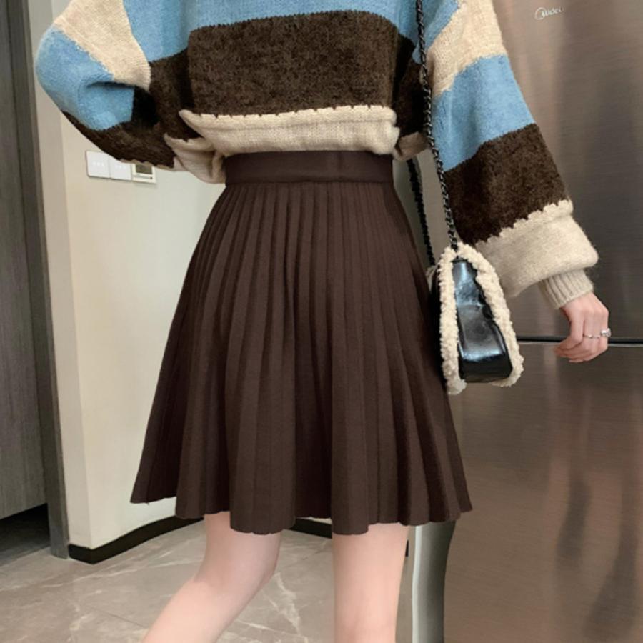 ミニスカート | プリーツスカート 編み レディース 韓国