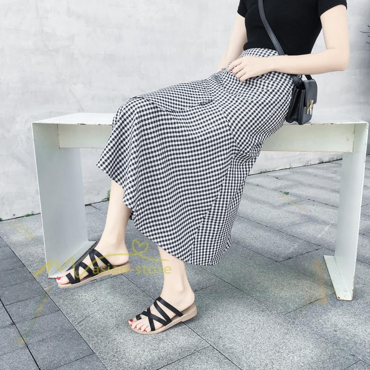 スカート | フレア ロング春物 レディース 春夏 スカート黒 ボトムス 春夏秋 新作 カジュアル 通勤通学 チェック柄 Aライン着やせ 20代30代40代