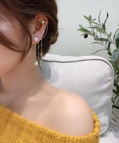 その他アクセサリー | イヤーカフピアス ロング イヤークリップ パール イヤーカフ レディース アシンメトリー 星モチーフ チェーンピアス