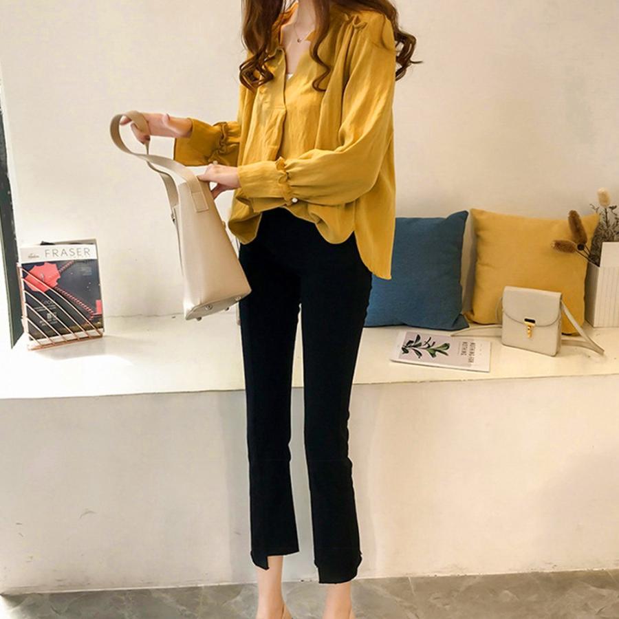 シャツ・ブラウス | 大人 夏 トップス ブラウス オフィス シャツブラウス 長袖 春 フォーマル おしゃれ Vネックブラウス ゆったり レディース