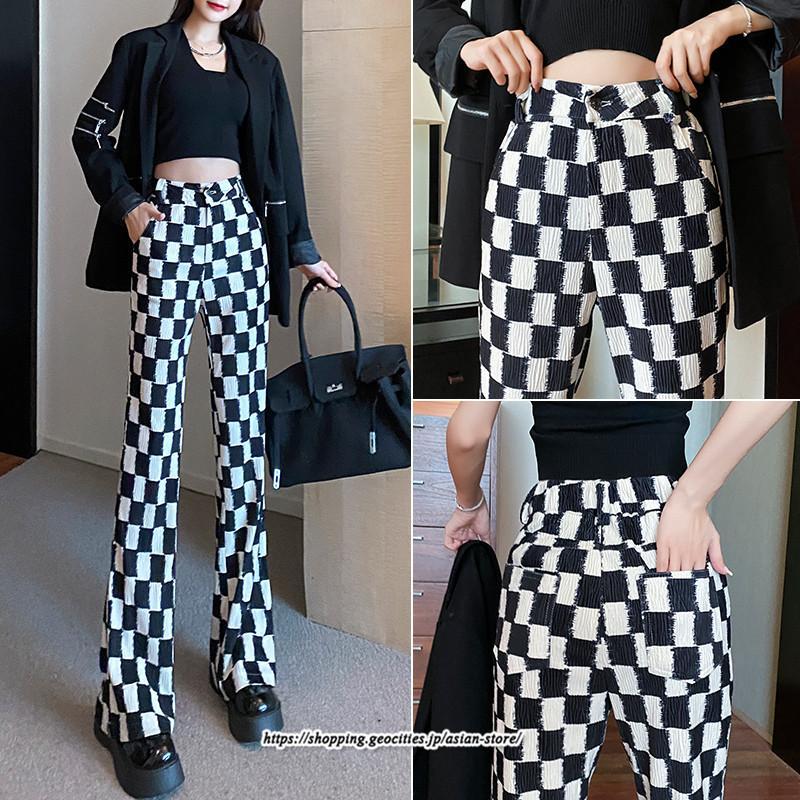 チノ・テーパード・ジョガー・スキニーパン | パンツ レディース フレアパンツ ロングパンツ チェック柄 カジュアル ハイウエスト ワイドパンツ トレンド かわいい おしゃれ 楽ちん お出かけ 送料無料 デート