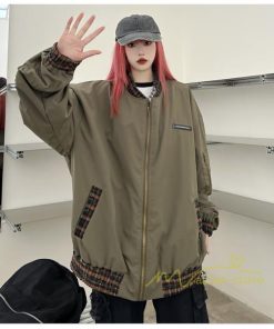 コート・ジャケット | ブルゾン レディース 秋 アウター ジャケット ジャンパー 上着 羽織り Oversize スタジャン メンズ 男女兼用 大きいサイズ 切り替え スタンドカラー
