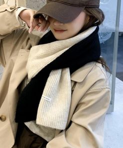 マフラー | ニット配色 レディース 秋冬