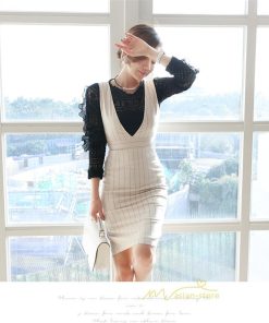 セットアップ | ワンピーススーツ セレモニー スーツ ママ オフィス 通勤用 フォーマル 長袖ジャケット+ノースリーブワンピース レディース 結婚式 ストライプ柄 2点セット