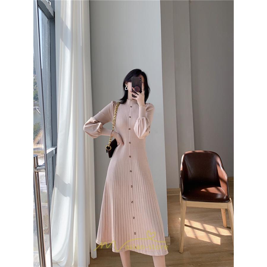ニットワンピース | ロングワンピース ワンピース レディース ロング丈 秋 冬 ハイネック 長袖 体型カバー 秋冬 上品 OL 50代 30代 40代 通勤