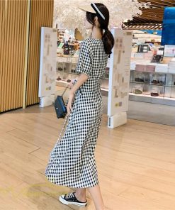 マキシ | ワンピース Aライン レディース チェック柄 上品 着痩せ Vネック 気質 ロングワンピース サマーワンピース 夏新作 大きいサイズ 40代 20代 30代 上品 通勤通学