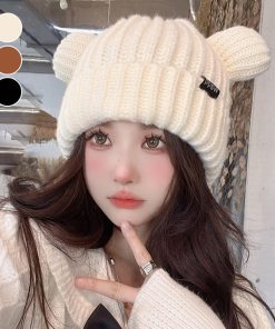 ニット帽 | くま耳レディース帽子 韓国風