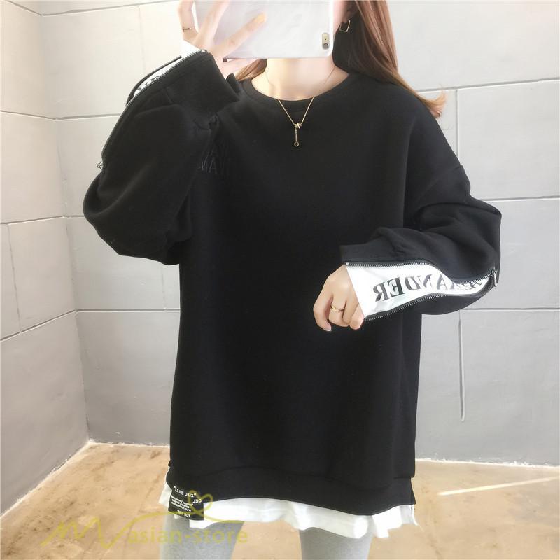 パーカー | トレーナー レディース 秋物 長袖フェイク ロングT 重ね着風 スウェット トップス 秋服 ゆったり 秋冬 大人 プルオーバー 20代30代40代50代60代