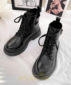 ショートブーツ | ブーツ レディース 軽量 歩きやすい おすすめ おしゃれ 編み上げ 太めヒール レザー風 走れる 痛くない 冬 秋 22.5cm-25cm 春 トレンド