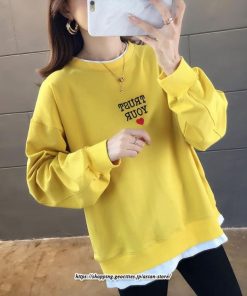 パーカー | 送料無料 重ね着 トレーナー レディース レイヤード フェイクレイヤード カットソー スウェット アルファベット刺繍 体型カバー トップス 長袖