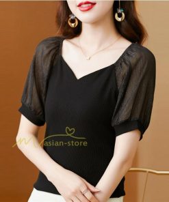 ｔシャツ・カットソー | シャツ レディース 春夏新作 40代 半袖 ニットトップス 無地Tシャツ Vネック 20代30代40代50代 エレガント カジュアル ファッション 着痩せ 人気 お出かけ 上品