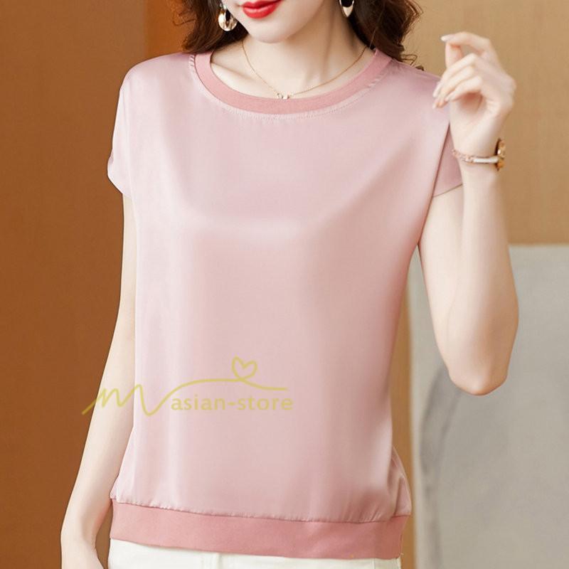 tシャツ・カットソー | トップス Tシャツ レディース 春 夏 秋 半袖 クルーネック 無地 プルオーバー 20代30代40代50代 ママ シンプル 着痩せ 大きいサイズ カジュアル 上品 お出かけ