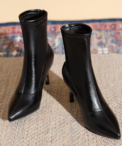 ショートブーツ | ハイヒールブーツ 裏起毛 レディース韓国