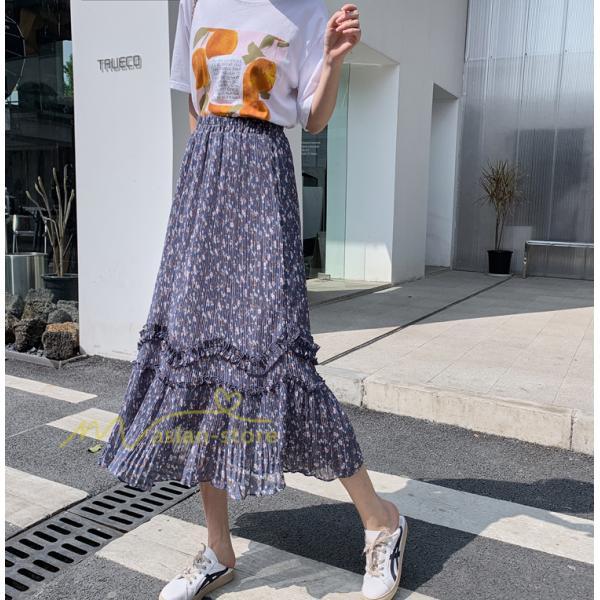 スカート | ロング 秋 花柄 柔らか ボトムス レディース ロングマキシ丈 シンプル 無地 カジュアル 着痩せ コーデ 春 30代 秋20代 40代 50代 夏物 夏