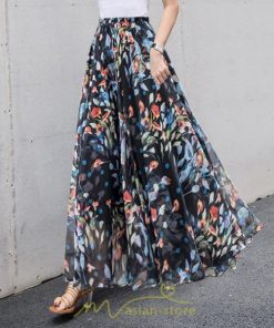 スカート | / レディース ボトムス ロンスカ ロング マキシ丈 フレアウエストゴム 花柄 涼しい ゆったり 花柄 シフォン カラバリ豊富 プリント 夏