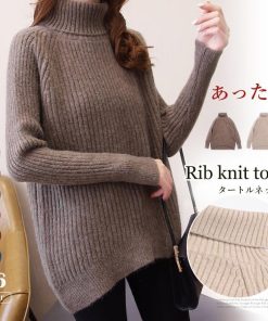 ニット・セーター | リブニットトップス タートルネック 韓国
