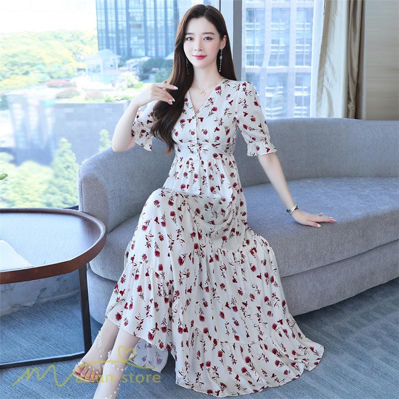 マキシ | ロングワンピース レディース カジュアル 半袖 ロング丈 ワンピース 着痩せ サマーワンピース おしゃれ カジュアル 上品 きれいめ 花柄 40代 20代 夏服 30代