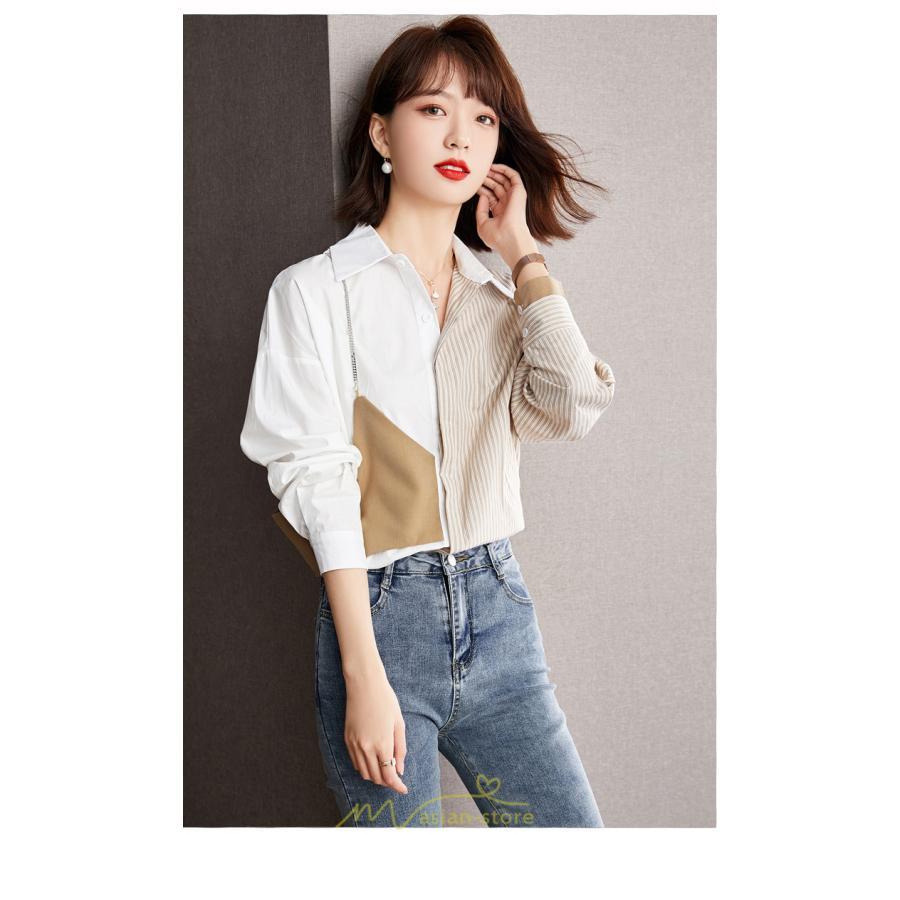 シャツ・ブラウス | ブラウス レディース シャツ トップス Vネック 長袖シャツ 切り替え 重ね風 裏起毛 キレイめ 通勤 オフィス 20代30代40代50代 あったか OL 秋服 送料無料