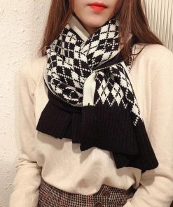 マフラー | アーガイル柄 ニットレトロ風